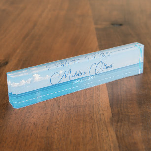 Porte-nom Pour Bureau Ocean Sea Travel Aqua Blue Modern