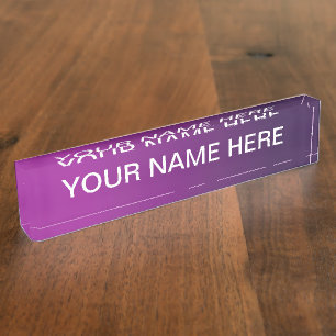 Porte-nom Pour Bureau Ombre moderne et texte blanc modifiable