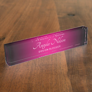 Porte-nom Pour Bureau Ombre noire et rose chaud