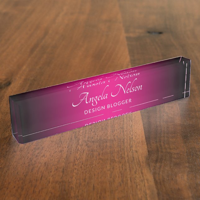 Porte-nom Pour Bureau Ombre noire et rose chaud (Taille)