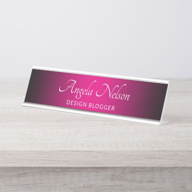 Porte-nom Pour Bureau Ombre rose brun noir (Devant)
