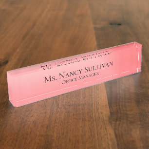Porte-nom Pour Bureau Ombre rose classique