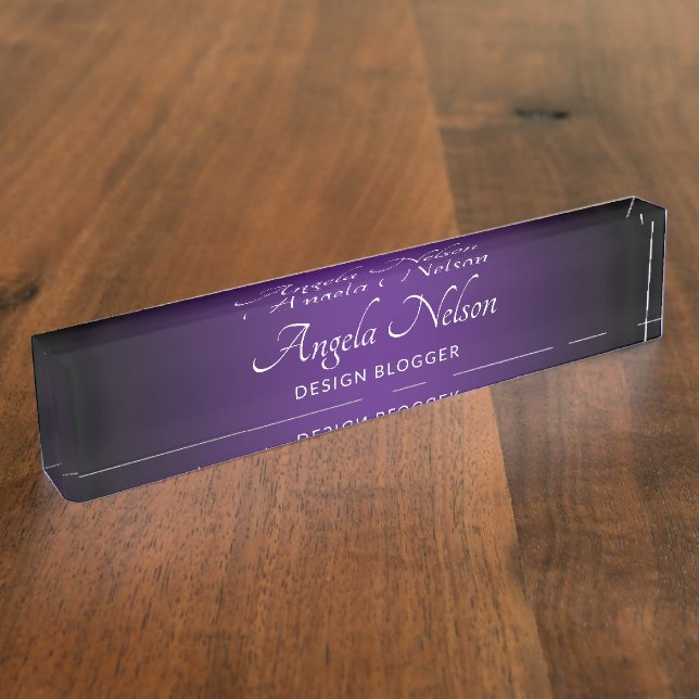Porte-nom Pour Bureau Ombre violette royale de bord noir (Taille)