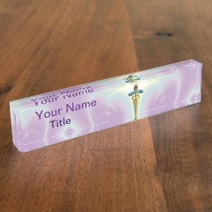 Porte-nom Pour Bureau OR CADUCUS, bleu clair violet