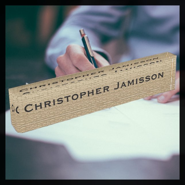 Porte-nom Pour Bureau Or et noir, nom personnalisé, acrylique (Créateur téléchargé)