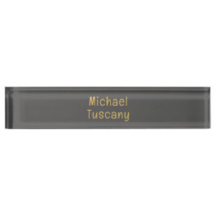 Porte-nom Pour Bureau Or gris professionnel tendance minimaliste Texte p