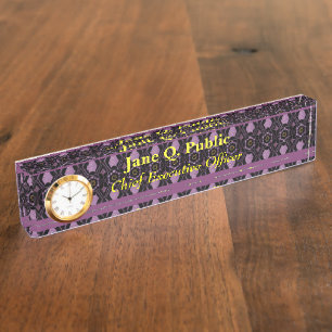 Porte-nom Pour Bureau Panneau de bureau Élégance Tapisserie Violette