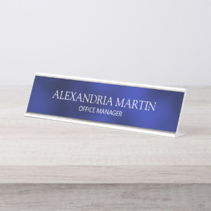 Porte-nom Pour Bureau Panneau de porte minimaliste moderne bleu avec nom