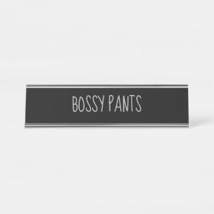 Porte-nom Pour Bureau Pantalon 'Bossy Pants' d'Argent Noir