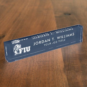 Porte-nom Pour Bureau Panthers de la FIU - Logo blanc