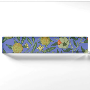 Porte-nom Pour Bureau Papier peint coloré Grenade Bleue de William Morri