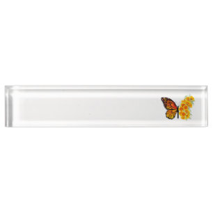 Porte-nom Pour Bureau Papillon à fleurs avec Poppy de Californie jaune