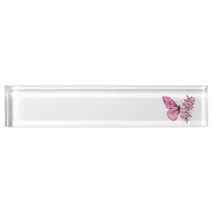 Porte-nom Pour Bureau Papillon à fleurs avec Sakura rose