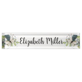 Porte-nom Pour Bureau Papillon et fleurs