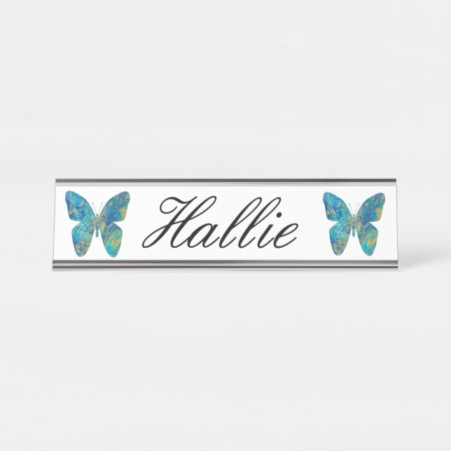 Porte-nom Pour Bureau Papillon personnalisé (Devant)