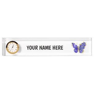 Porte-nom Pour Bureau Papillon saphir à fleurs