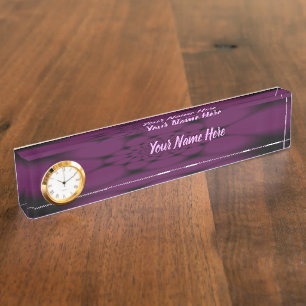 Porte-nom Pour Bureau Papillon Violet Noir Pétales