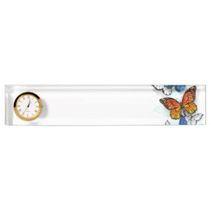 Porte-nom Pour Bureau Papillons volants Morpho et Monarch
