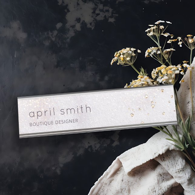 Porte-nom Pour Bureau Parties scintillant d'aquarelle Abstraite de bross (Créateur téléchargé)