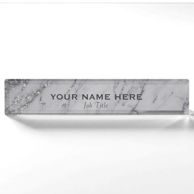 Porte-nom Pour Bureau Parties scintillant en argent Parties scintillant  (Devant)