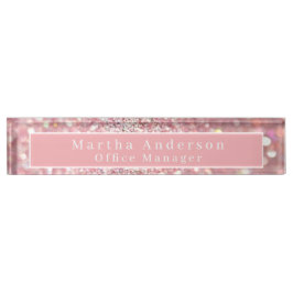 Porte-nom Pour Bureau Parties scintillant or rose