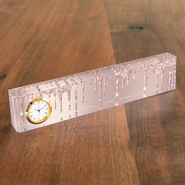 Porte-nom Pour Bureau Parties scintillant rose Gold Blush Drives (Taille)