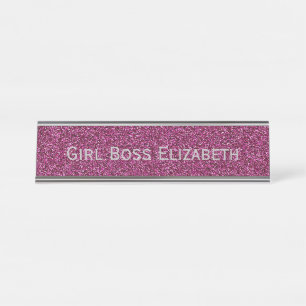 Porte-nom Pour Bureau Parties scintillant rose personnalisée & Boss fil