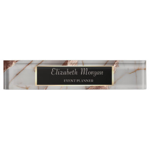 Porte-nom Pour Bureau Parties scintillant tendance en cuivre marbre