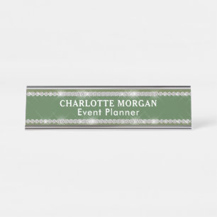 Porte-nom Pour Bureau Parties scintillant verte moderne Sage Sparkling D