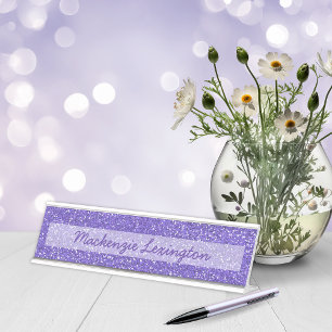 Porte-nom Pour Bureau Parties scintillant violet personnalisable Chic