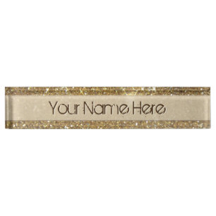 Porte-nom Pour Bureau Parties scintillantes de luxe d'or - image