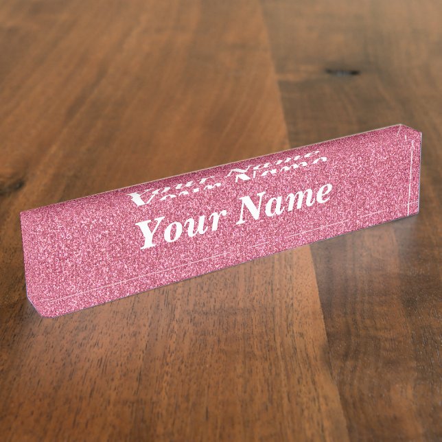 Porte-nom Pour Bureau Parties scintillantes roses (Taille)