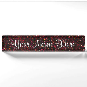 Porte-nom Pour Bureau Parties scintillantes rouges rouge foncé