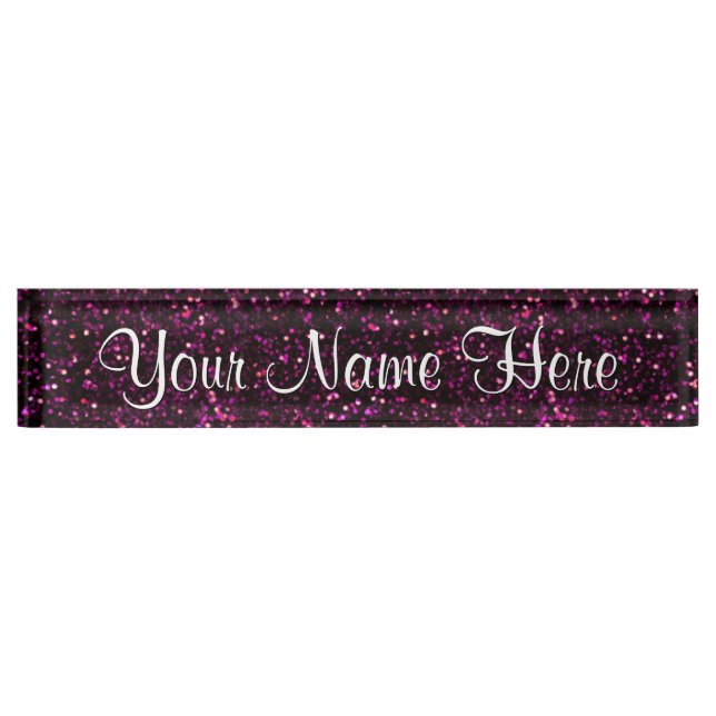 Porte-nom Pour Bureau Parties scintillantes snob roses foncées (Devant)