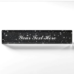 Porte-nom Pour Bureau Parties scintillantes Stars2 - Noir argenté