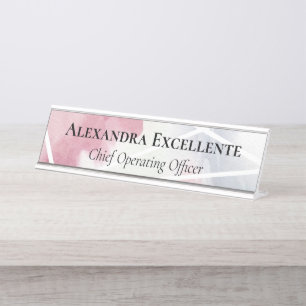 Porte-nom Pour Bureau Pastel Aquarelle Géométrique Moderne Personnalisé