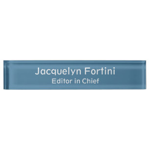 Porte-nom Pour Bureau Pastel Doux bleu Plaine Élégant minimaliste modern