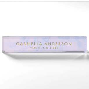 Porte-nom Pour Bureau Pastel Lavender Lilac Marbre Girlac Professionnel
