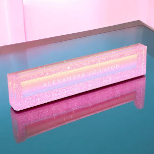 Porte-nom Pour Bureau Pastel Purple Parties scintillant rose Étincelle M