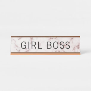 Porte-nom Pour Bureau Patron de marbre rose à la mode de fille