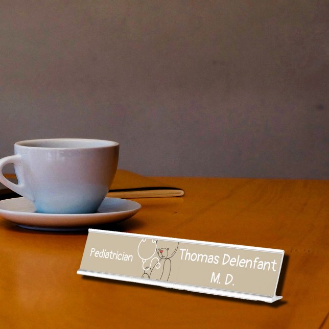 Porte-nom Pour Bureau Pédiatre - peluche - stéthoscope (Créateur téléchargé)