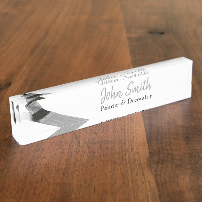 Porte-nom Pour Bureau Peinture Peintre Service Société Brush Grey (Taille)