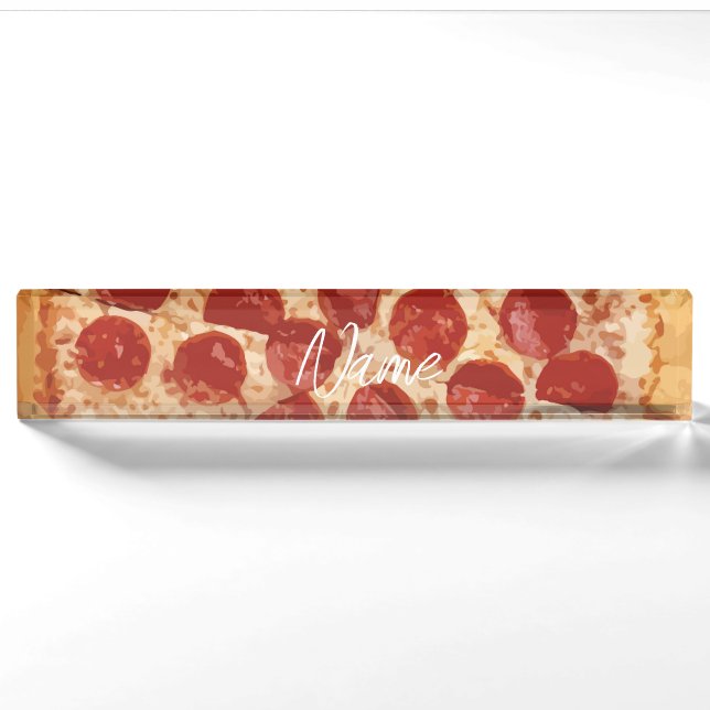 Porte-nom Pour Bureau Pepperoni Pizza Thunder_Cove (Devant)