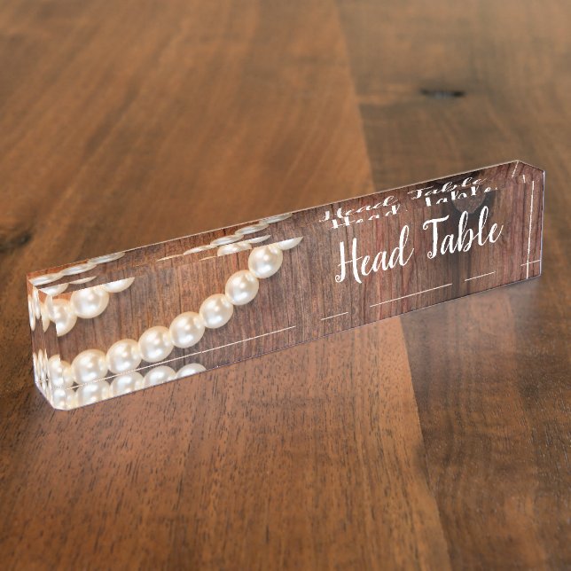 Porte-nom Pour Bureau Perles rustiques Grange Mariage campagnard en bois (Taille)