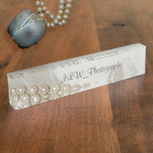 Porte-nom Pour Bureau Perles vintages Élégant acrylique