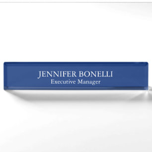 Porte-nom Pour Bureau Personnalisé minimaliste bleu foncé ajoutez votre