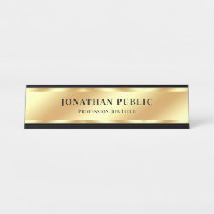 Porte-nom Pour Bureau Personnalisé Moderne Élégant Modèle Glamor Or