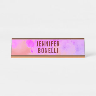 Porte-nom Pour Bureau Personnalisé Moderne Minimaliste Floral
