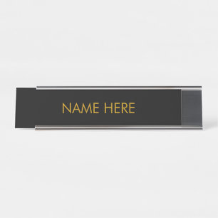 Porte-nom Pour Bureau personnaliser, changer le nom texte noir simil or