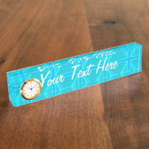 Porte-nom Pour Bureau Personnaliser Drapeau Union Jack Turquoise